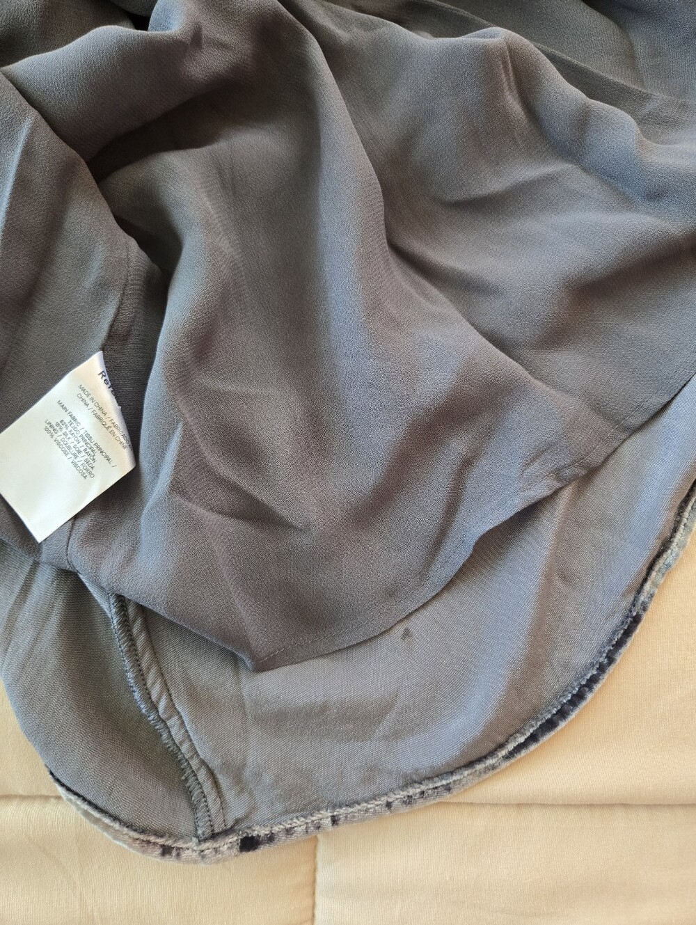 Reformation Ottessa Velvet Mini Wrap Dress, Color Slate, Size M Petite - Picture 9 of 13